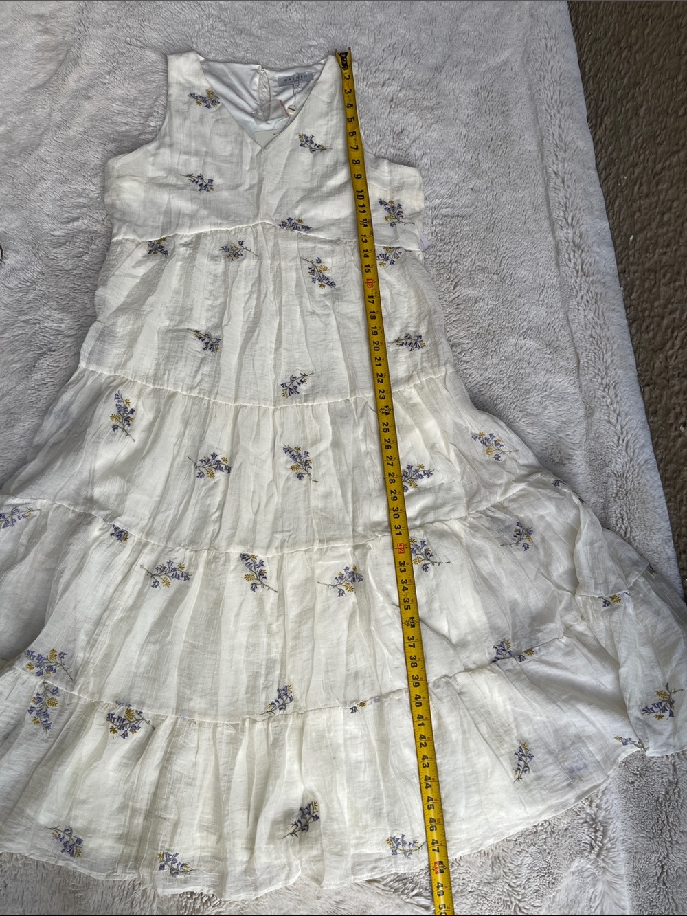Hayden Los Angeles tiered embroidered Sleveless Dress in off White & Lavender L - Picture 6 of 7